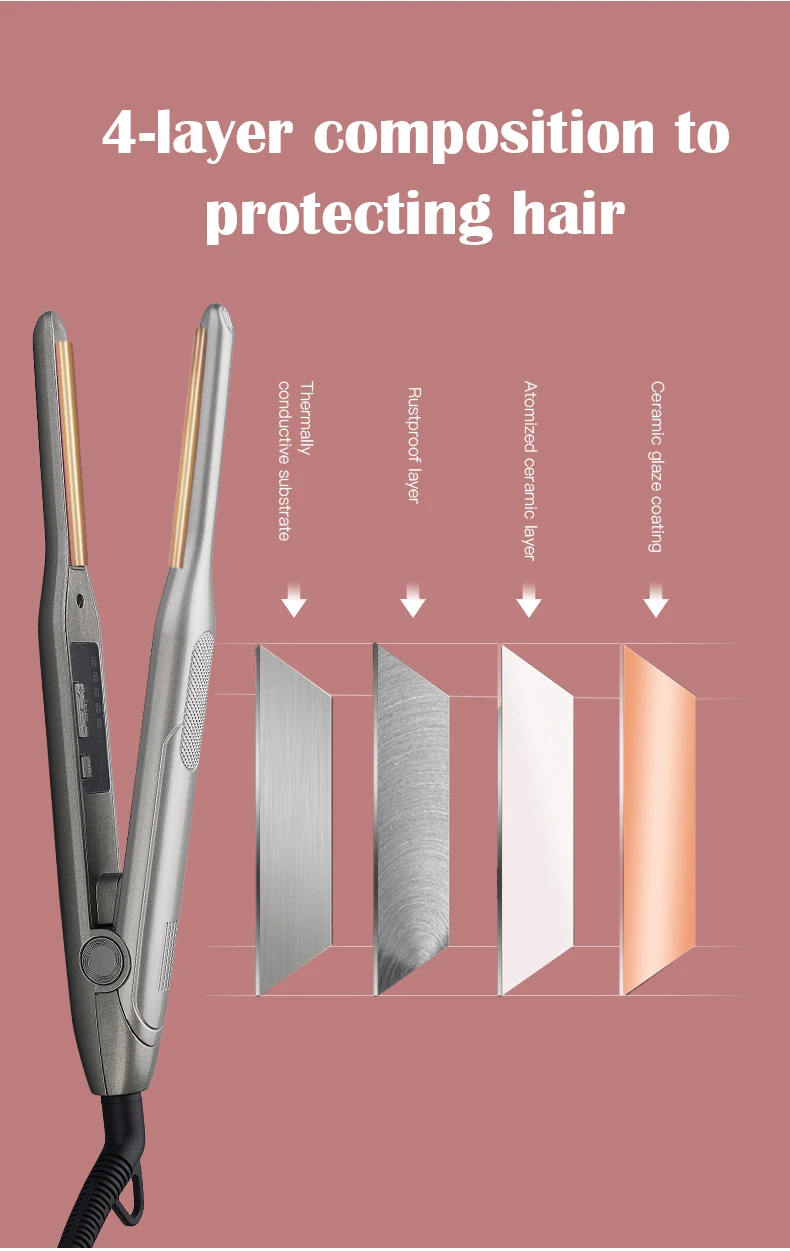 Mini Hair Straightener Curler For Short Hair Titanium Plate Beard Thin Pencil Flat Iron Travel Dual Voltage Hair Styling Tools