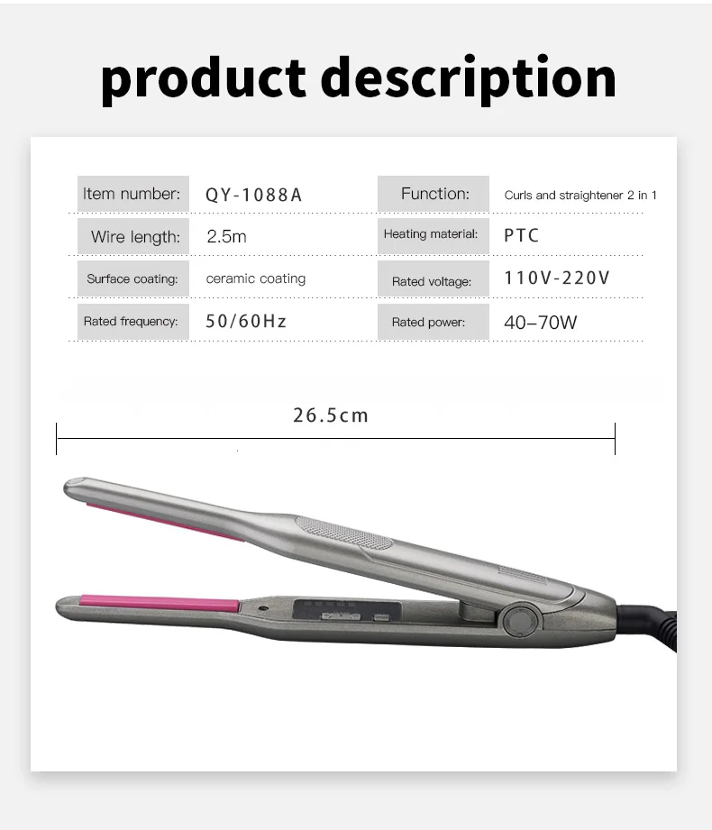 Mini Hair Straightener Curler For Short Hair Titanium Plate Beard Thin Pencil Flat Iron Travel Dual Voltage Hair Styling Tools