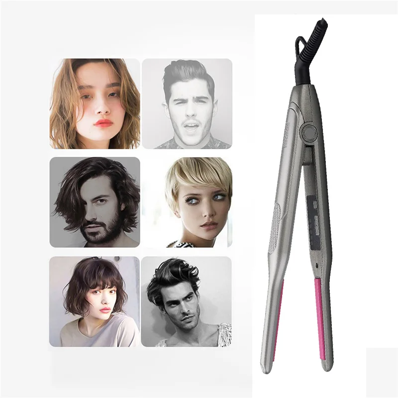 Mini Hair Straightener Curler For Short Hair Titanium Plate Beard Thin Pencil Flat Iron Travel Dual Voltage Hair Styling Tools