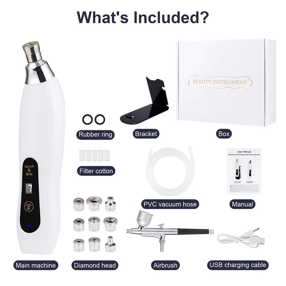 Portable Diamond Microdermabrasion Facial Peeling Machine Hydrating Airbrush Exfoliation Deep Cleaning Vacuum Blackhead Remover