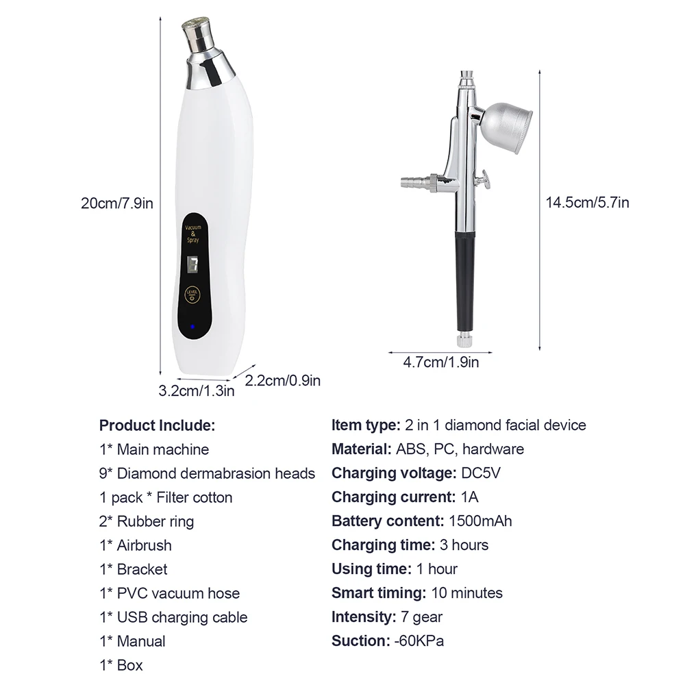 Portable Diamond Microdermabrasion Facial Peeling Machine Hydrating Airbrush Exfoliation Deep Cleaning Vacuum Blackhead Remover