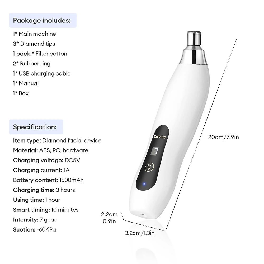 Portable Diamond Microdermabrasion Facial Peeling Machine Hydrating Airbrush Exfoliation Deep Cleaning Vacuum Blackhead Remover