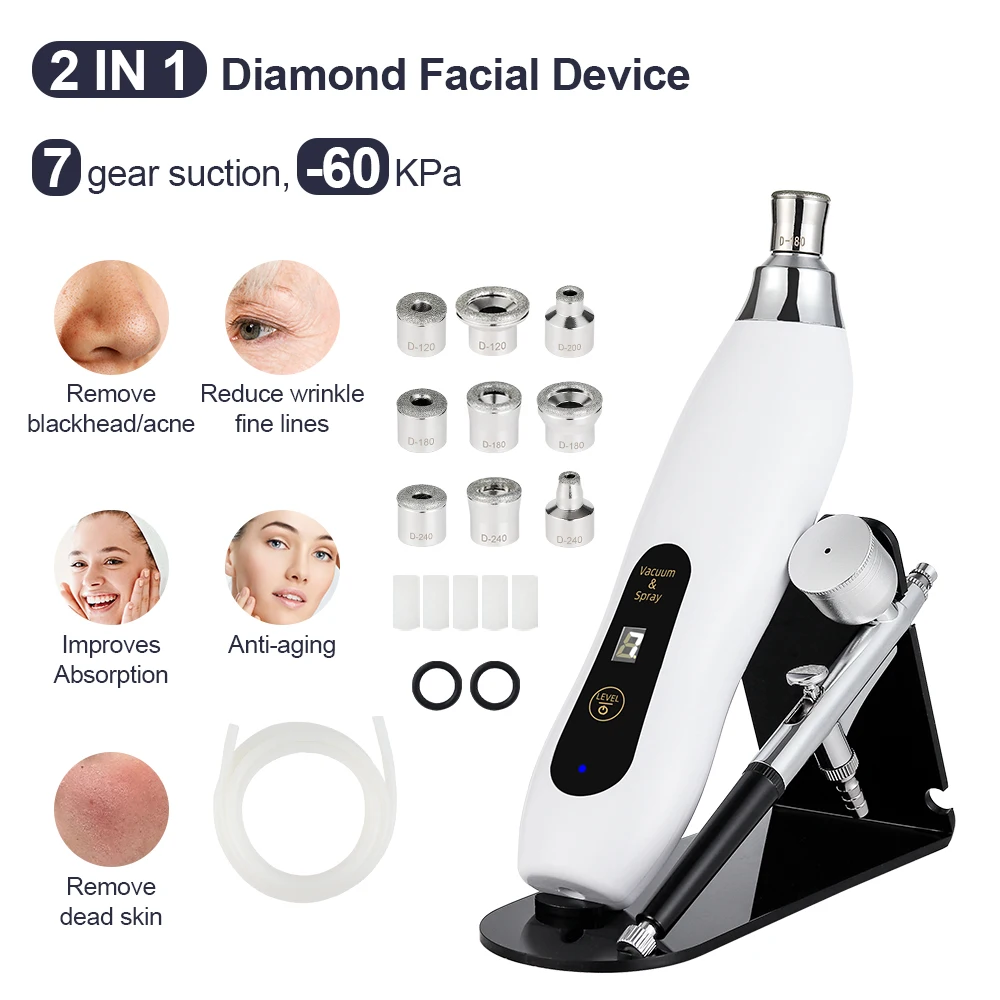 Portable Diamond Microdermabrasion Facial Peeling Machine Hydrating Airbrush Exfoliation Deep Cleaning Vacuum Blackhead Remover