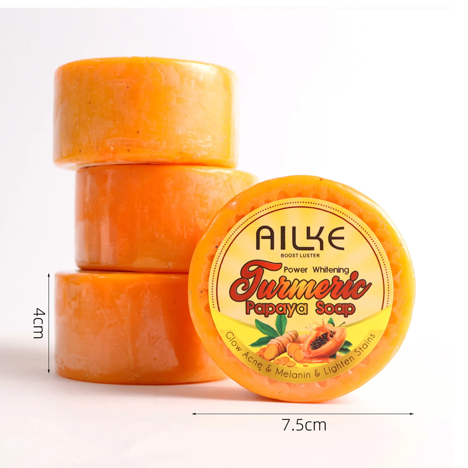 AILKE Lightening Soap Bar for Women, With Natural Turmeric, Papaya, Carrot, Remove Dark Spots, Acne, for All Skin Types, 200g