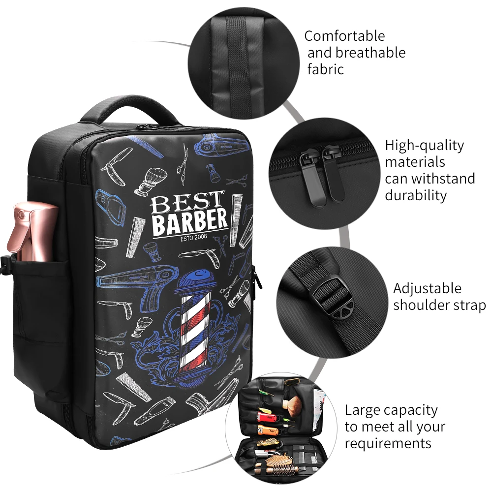 Multifunctional Professional Barber Storage Organizer Bag with Adjustable Strap Travel Backpack for Salon Barber Shop Tools