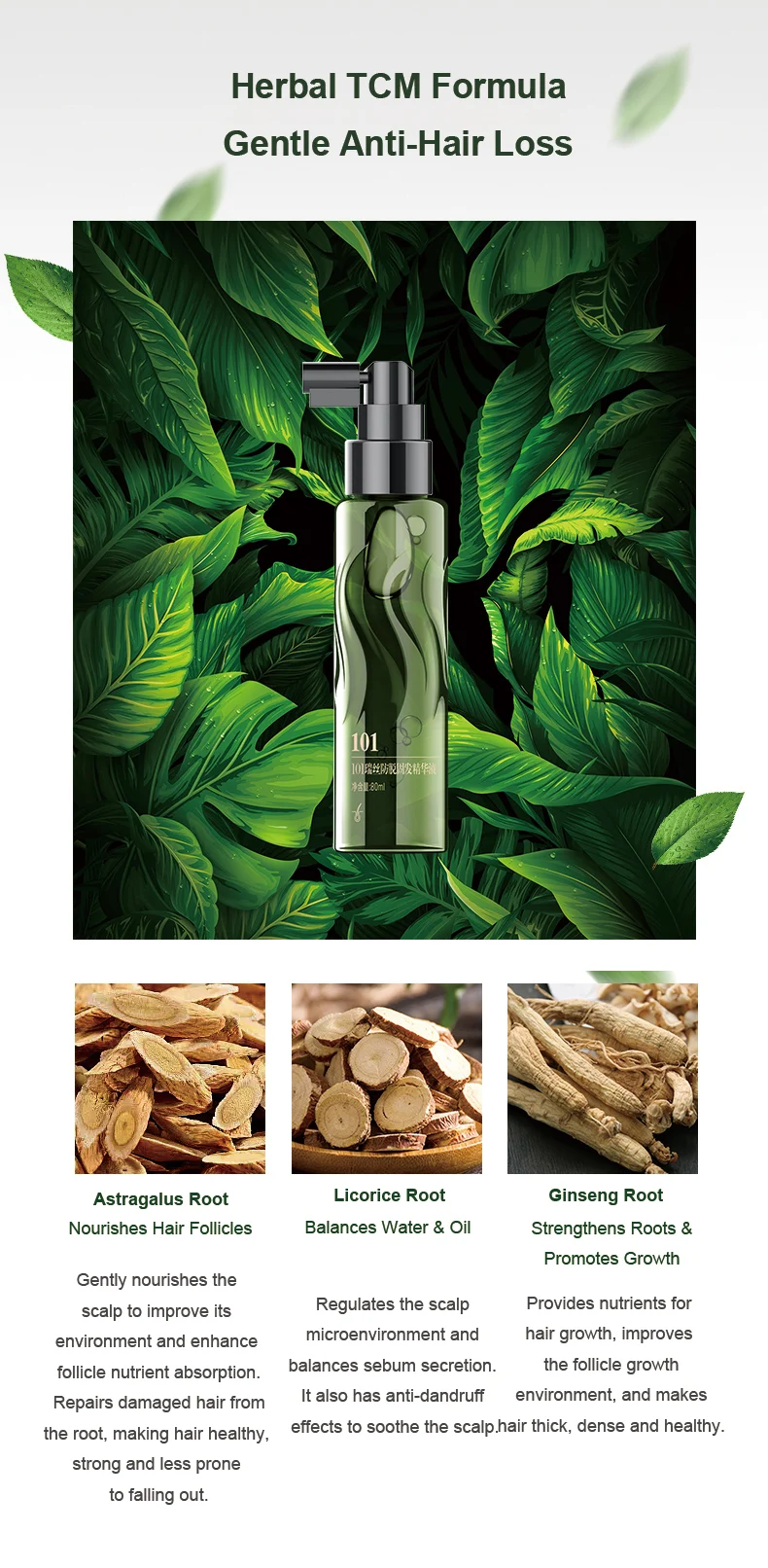 Hair Shedding Proof Tonic ZHANGGUANG 101 80ml Anti-Hair Loss Chinese Herbal Medicine Therapy Hair Loss Treatment Essence
