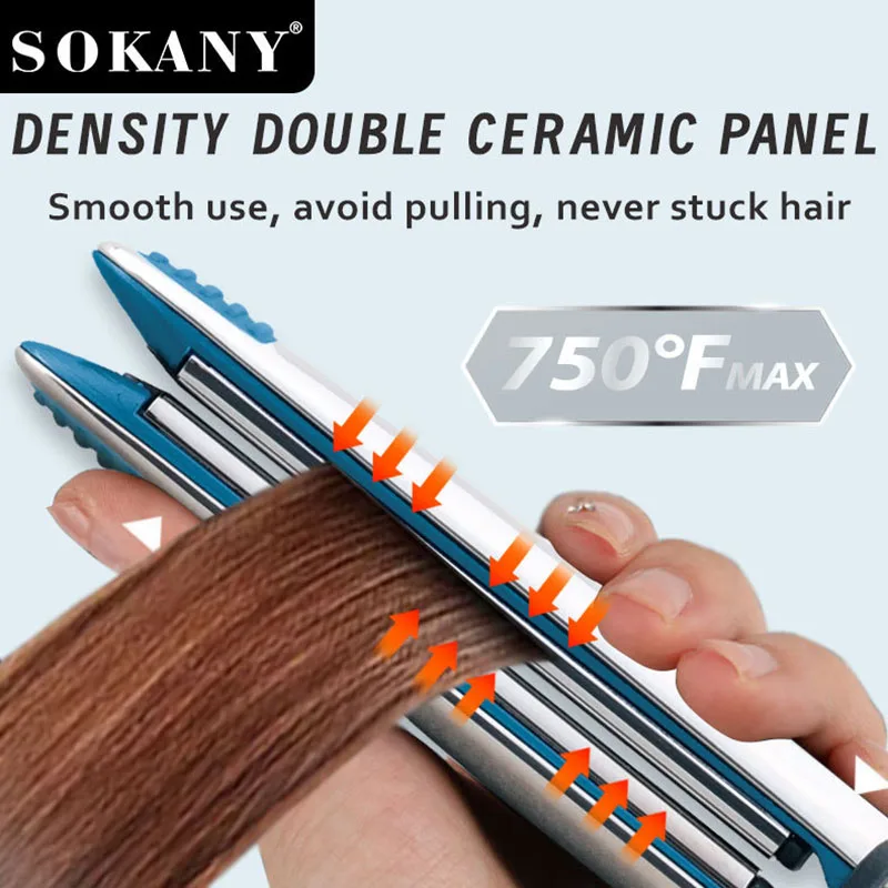 750℉ Stainless steel Hair Straightener Professional Flat Iron For All Hair Types & Curling Iron in One Styling Hair Tool
