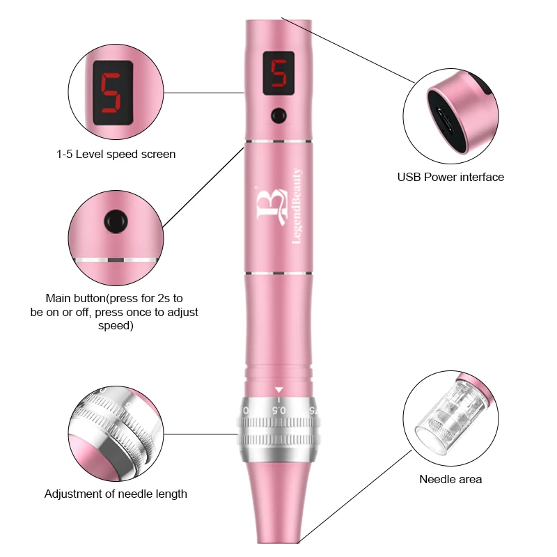 Homeuse Wilreless Ultima Microneedling Pen Professional Dermapen With 12pcs Tattoo Needles