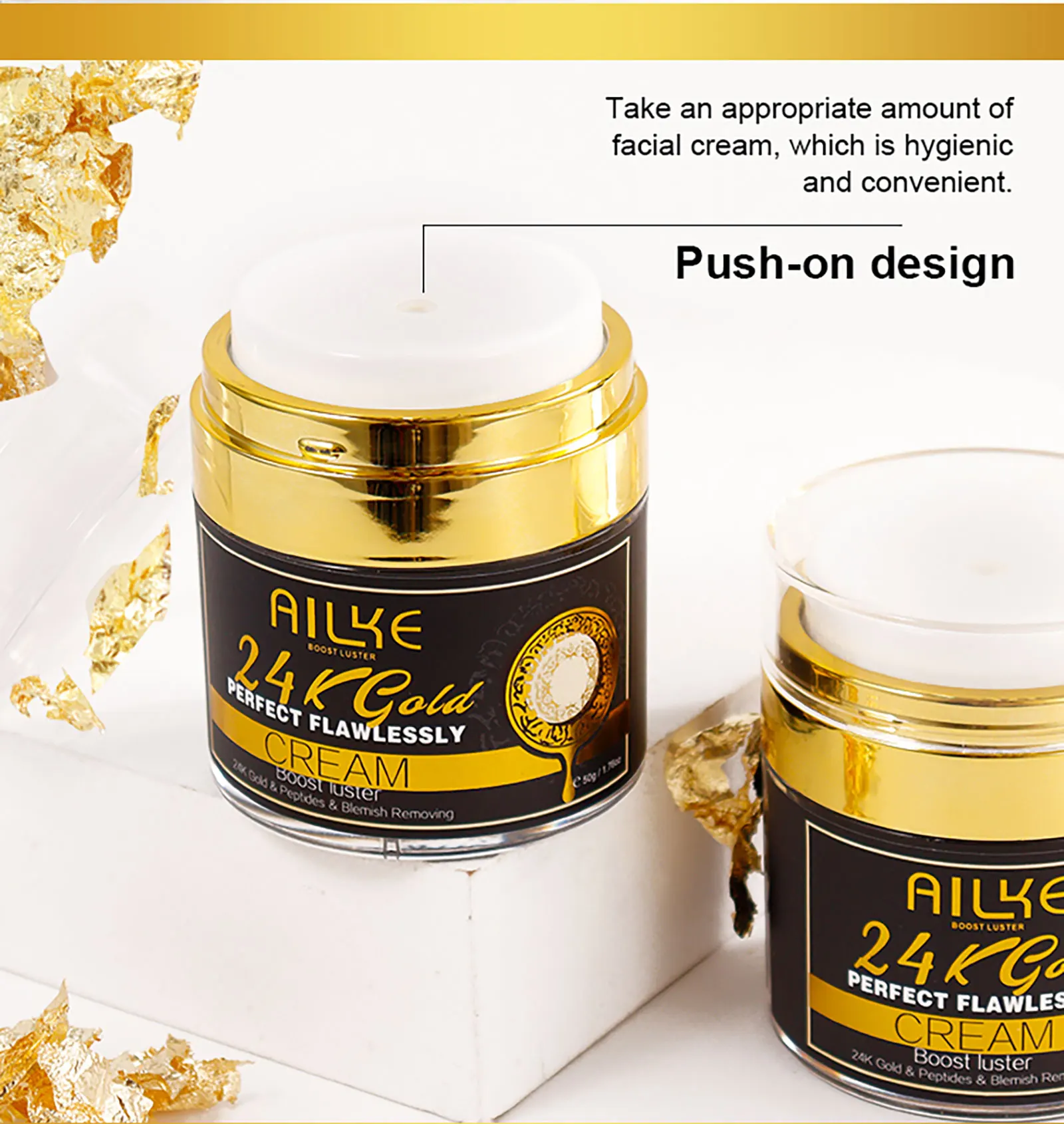 AILKE 24k Gold Perfect Flawlessly Face Cream, Whitening, Reduce Dark Spots, Melanin, Improve Dull Skin, With Glutathione Vitamin