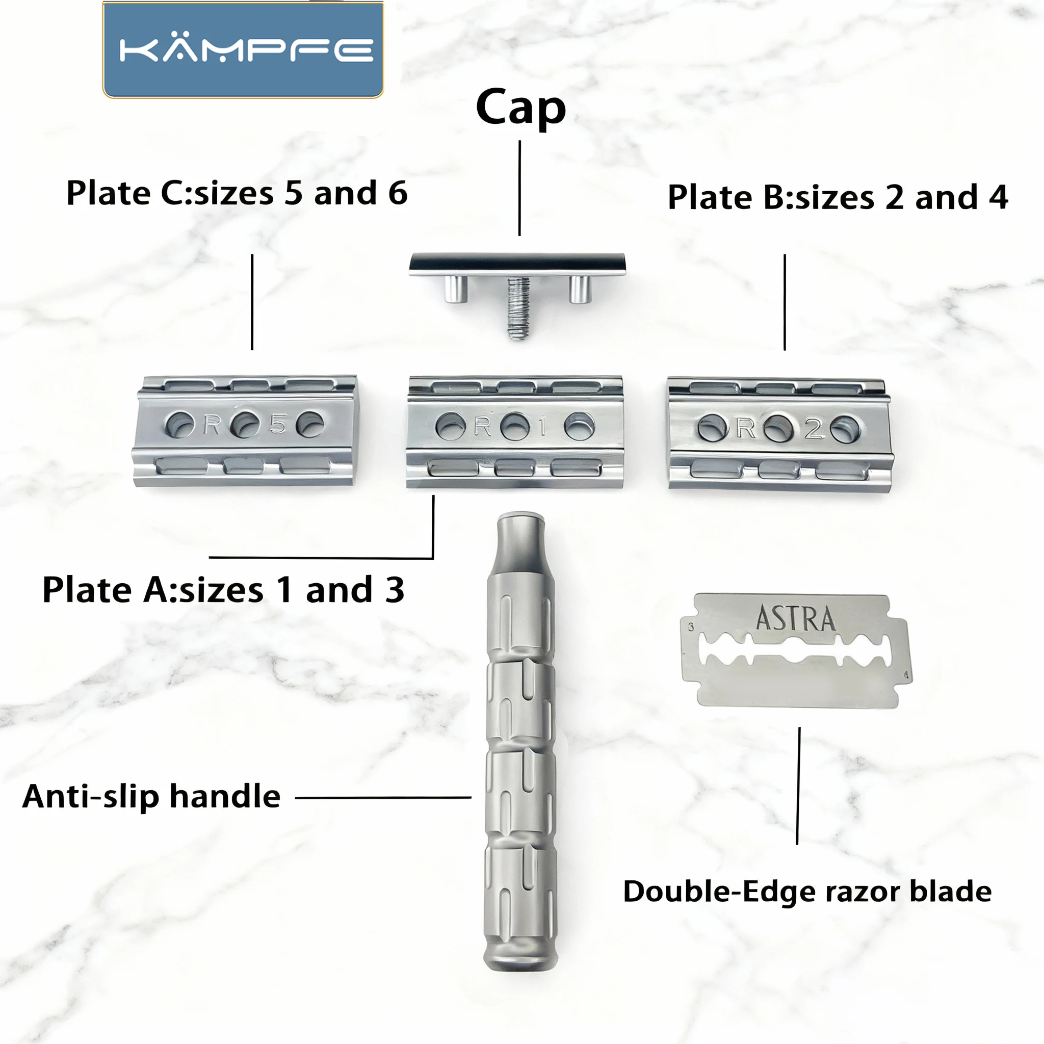 KAMPFE Manual quality razor Adjustable Single Blade Razor With 6 Shave Settings Non-Slip Handle For Men and Women