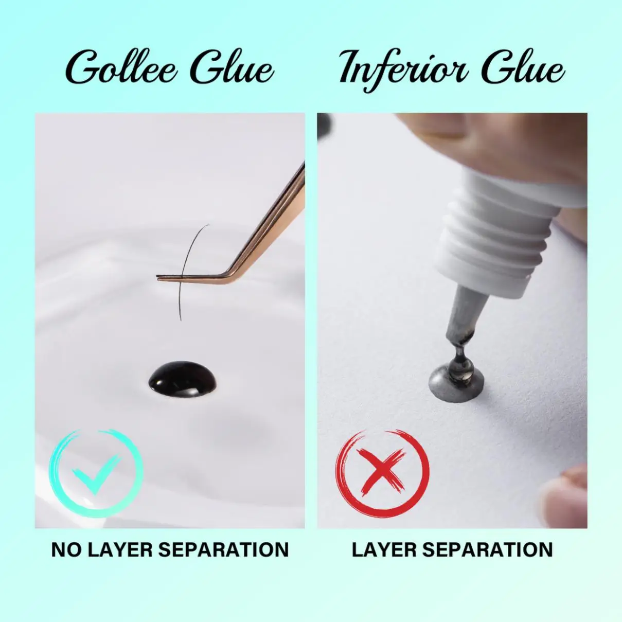 Gollee Sweatproof for Sports Running Waterproof Swimming 0.5-1s Eyelash Extension Glue Fast Drying Professional Eyelash Adhesive