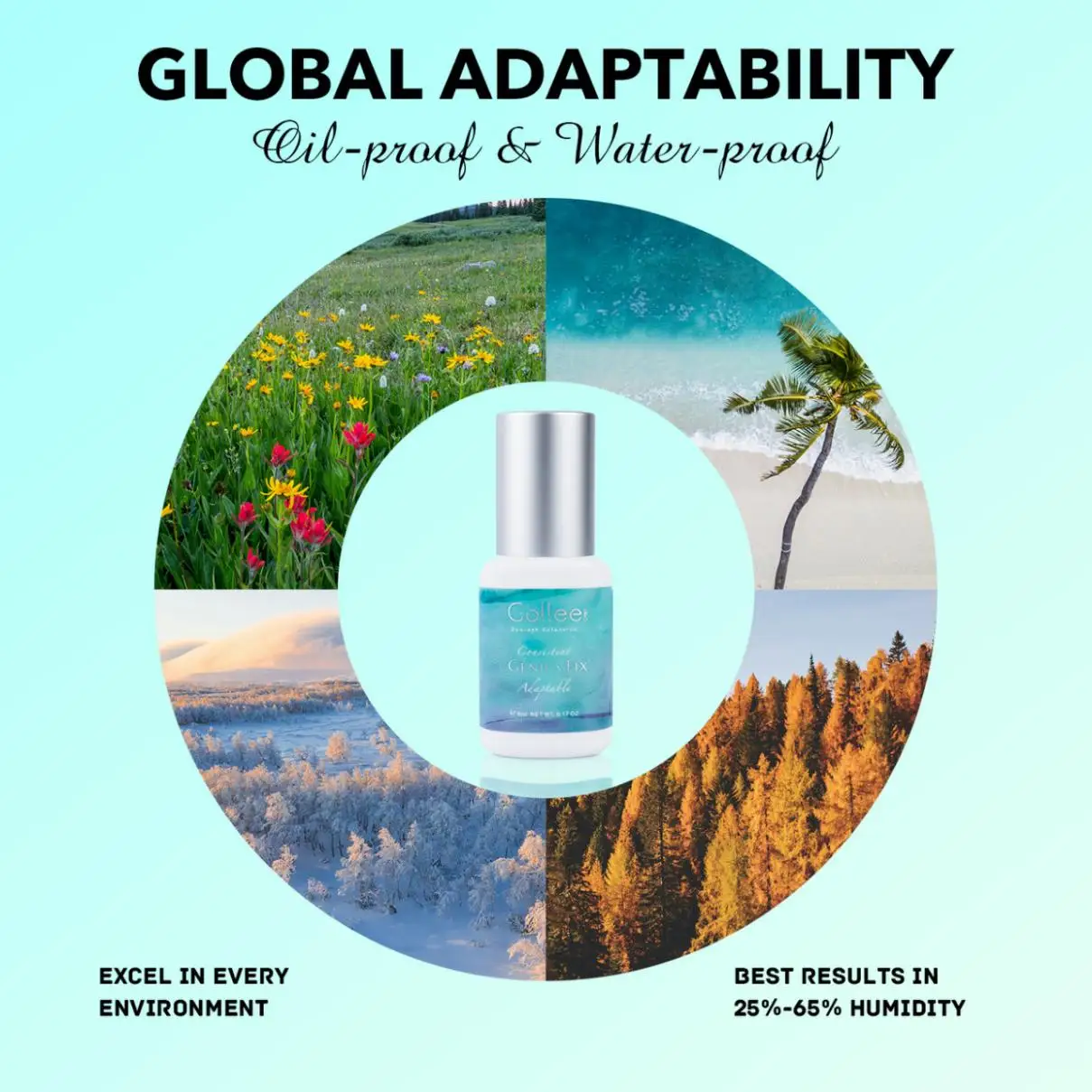 Gollee Sweatproof for Sports Running Waterproof Swimming 0.5-1s Eyelash Extension Glue Fast Drying Professional Eyelash Adhesive