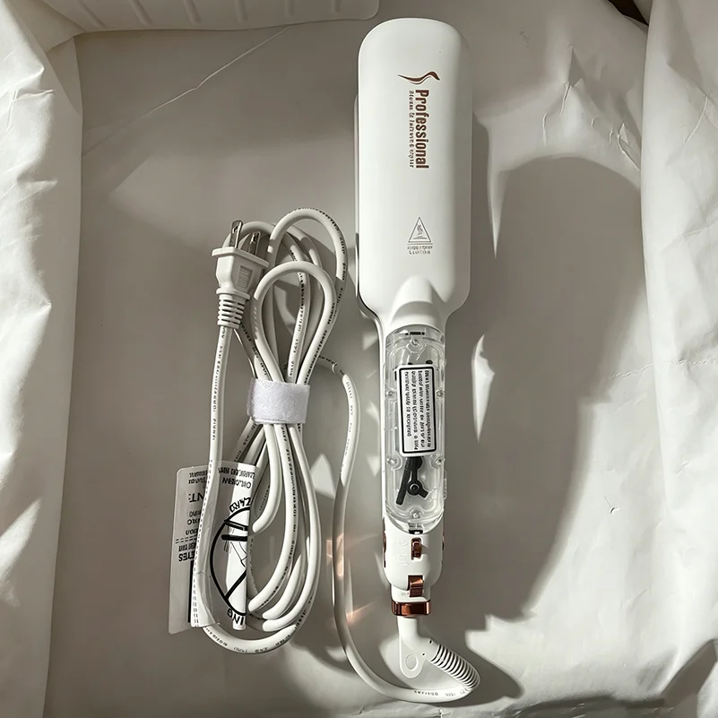 RUCHA Infrared Steam Hair Straightener 2 Inches Wide Plate Hair Salon Steampod Ironing Styler Ceramic Tourmaline Flat Iron