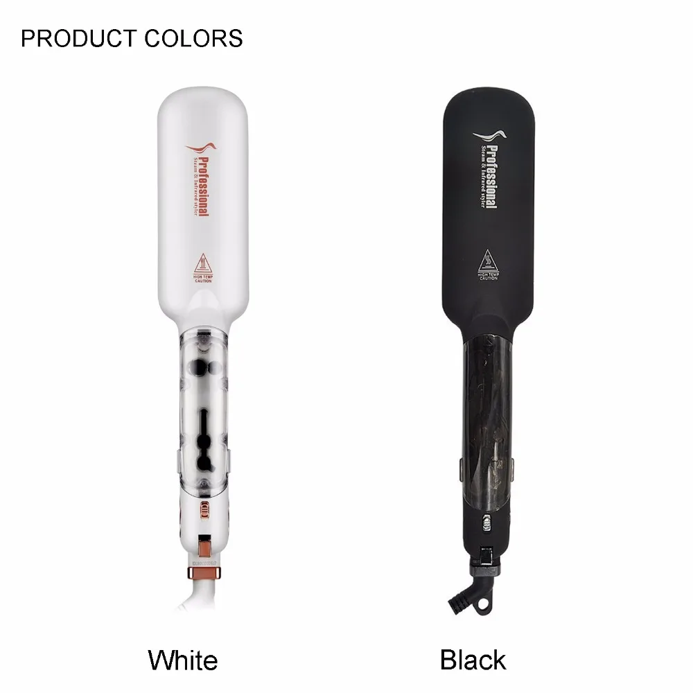 RUCHA Infrared Steam Hair Straightener 2 Inches Wide Plate Hair Salon Steampod Ironing Styler Ceramic Tourmaline Flat Iron