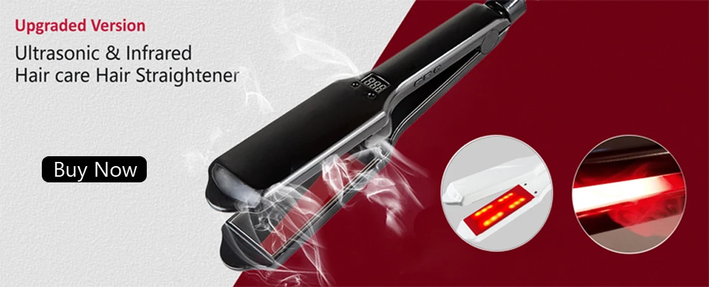 RUCHA Infrared Steam Hair Straightener 2 Inches Wide Plate Hair Salon Steampod Ironing Styler Ceramic Tourmaline Flat Iron