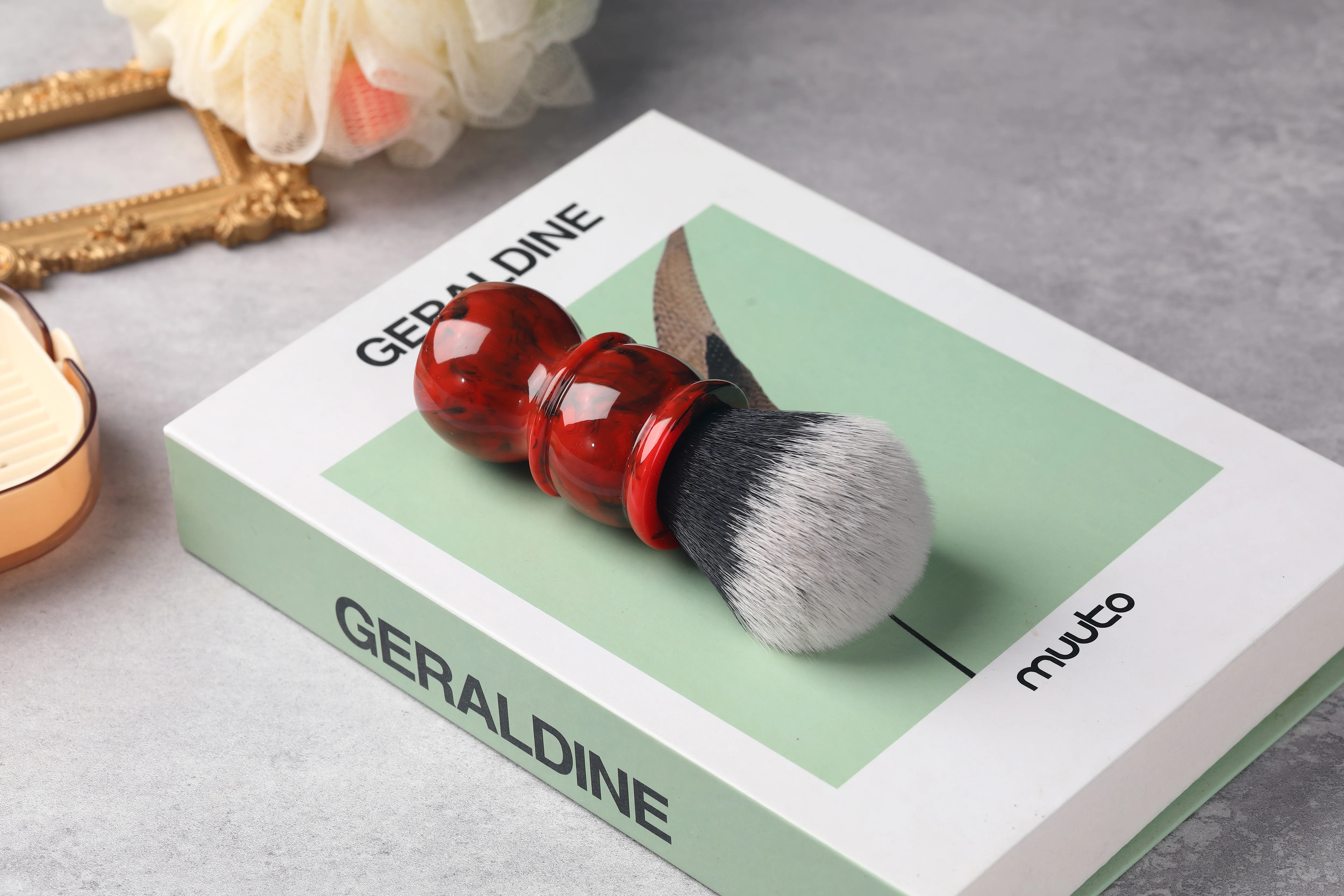 Yaqi Red Marble 24MM Men's Synthetic Hair Beard Brush Shaving Brush