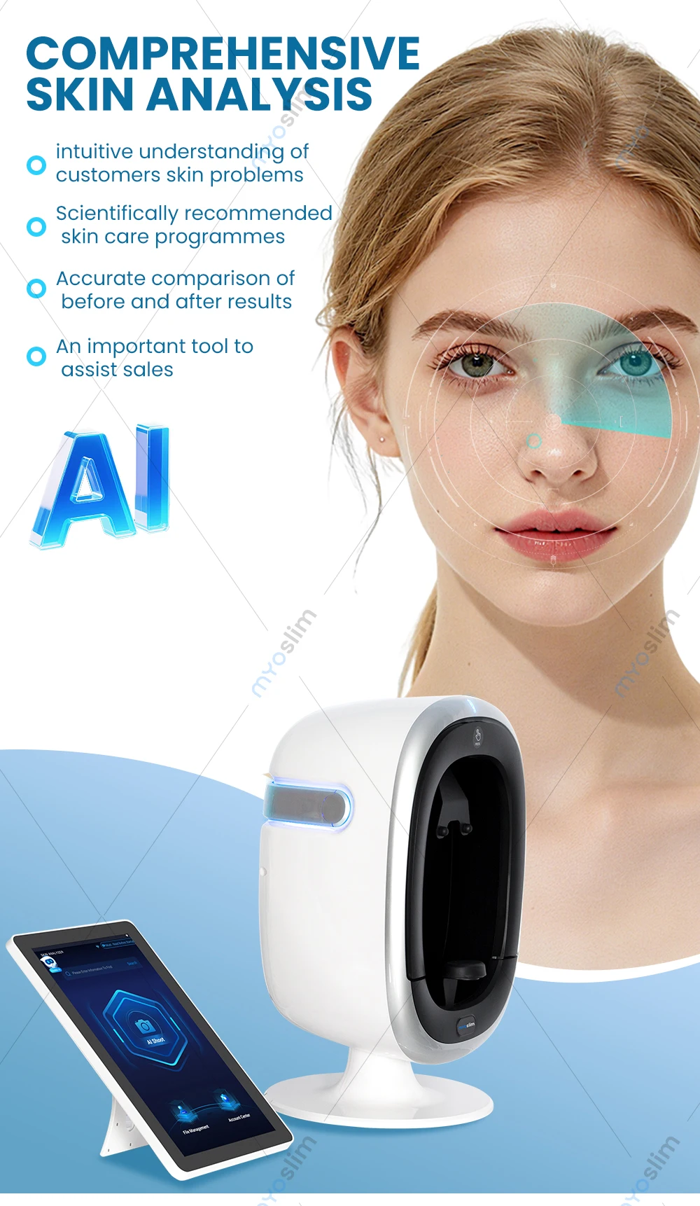 AISIA O1 3D AI Facial Skin Analyzer Detection Skin Problem Diagnosis 8 Spectrum Professional Analysis Beauty Salon Equipment