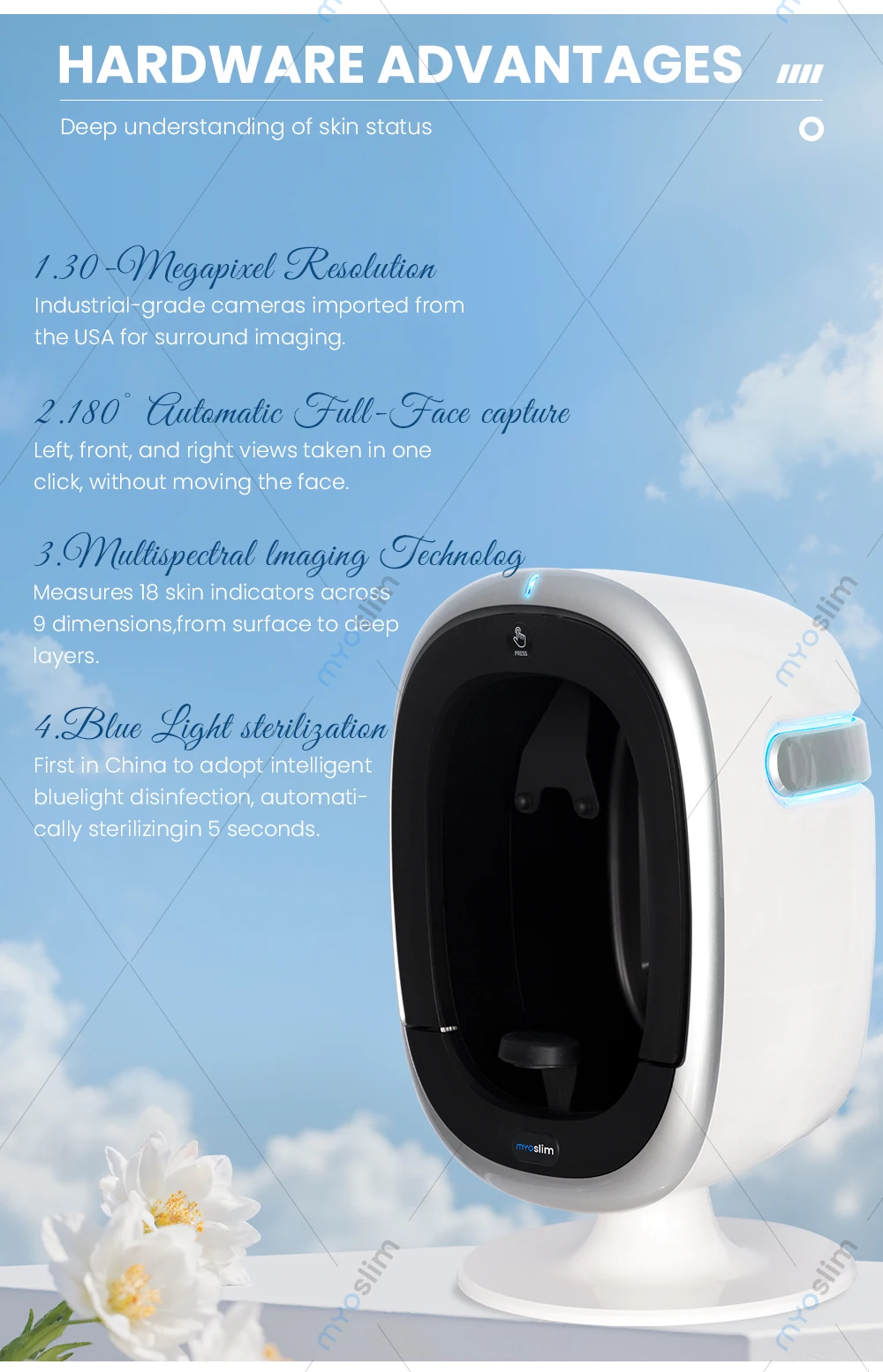 AISIA O1 3D AI Facial Skin Analyzer Detection Skin Problem Diagnosis 8 Spectrum Professional Analysis Beauty Salon Equipment