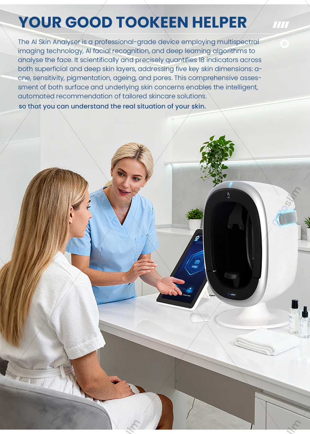 AISIA O1 3D AI Facial Skin Analyzer Detection Skin Problem Diagnosis 8 Spectrum Professional Analysis Beauty Salon Equipment