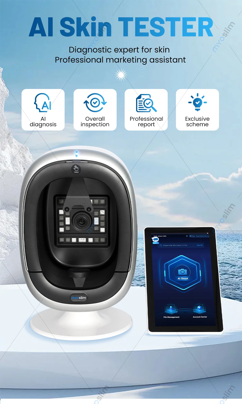 AISIA O1 3D AI Facial Skin Analyzer Detection Skin Problem Diagnosis 8 Spectrum Professional Analysis Beauty Salon Equipment