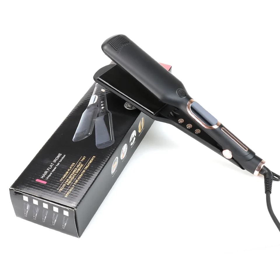Best Seller Wide Hair Straightener MCH Liquid Crystal Digital Display Straight Plate Clip Negative Ion Arc Splint