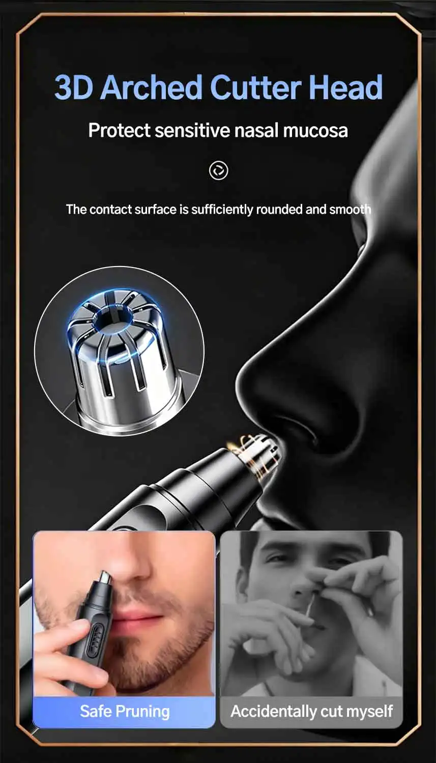 Electric Nose Hair Trimmer for Men and Women, USB-C Rechargeable Ear Nose Groomer with Stainless Steel Head