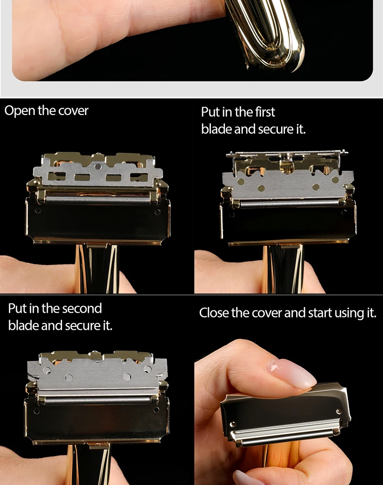 Chaoke Manual Razor Vintage Straight Razor Hand Shaving Razor Stand Beard Shaver Men's Double-Edged Blade