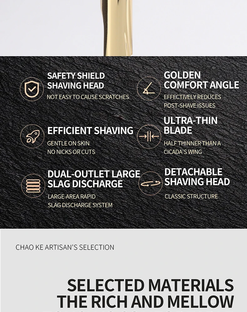 Chaoke Manual Razor Vintage Straight Razor Hand Shaving Razor Stand Beard Shaver Men's Double-Edged Blade