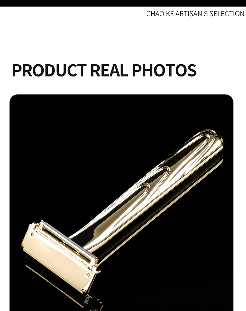Chaoke Manual Razor Vintage Straight Razor Hand Shaving Razor Stand Beard Shaver Men's Double-Edged Blade
