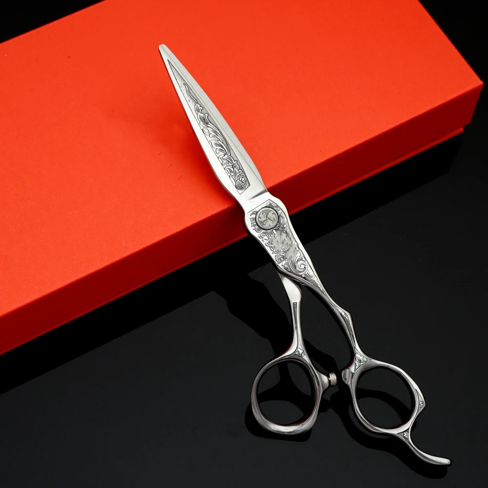 Professional Barber Scissors VG10 Steel 6.2 Inch 3D Carved Handle High-End Salon Hairdressing Sharp And Durable Cutting Tools