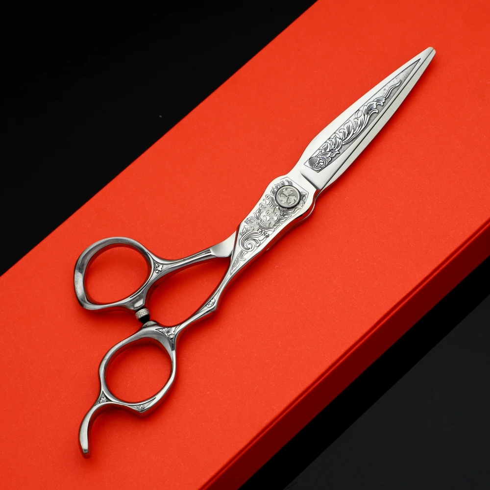 Professional Barber Scissors VG10 Steel 6.2 Inch 3D Carved Handle High-End Salon Hairdressing Sharp And Durable Cutting Tools