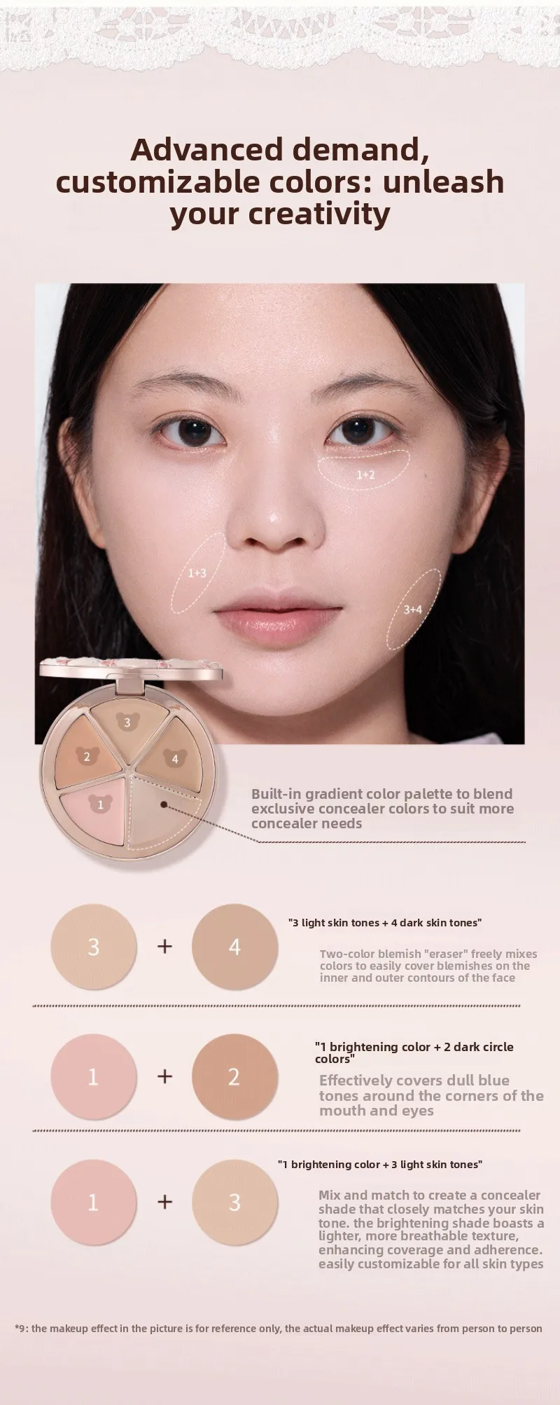 FLOWER KNOWS THE SWEETIE BEAR 4-Color Concealer Brighten Palette Covering Dark Circles Full Coverage Contouring Foundation