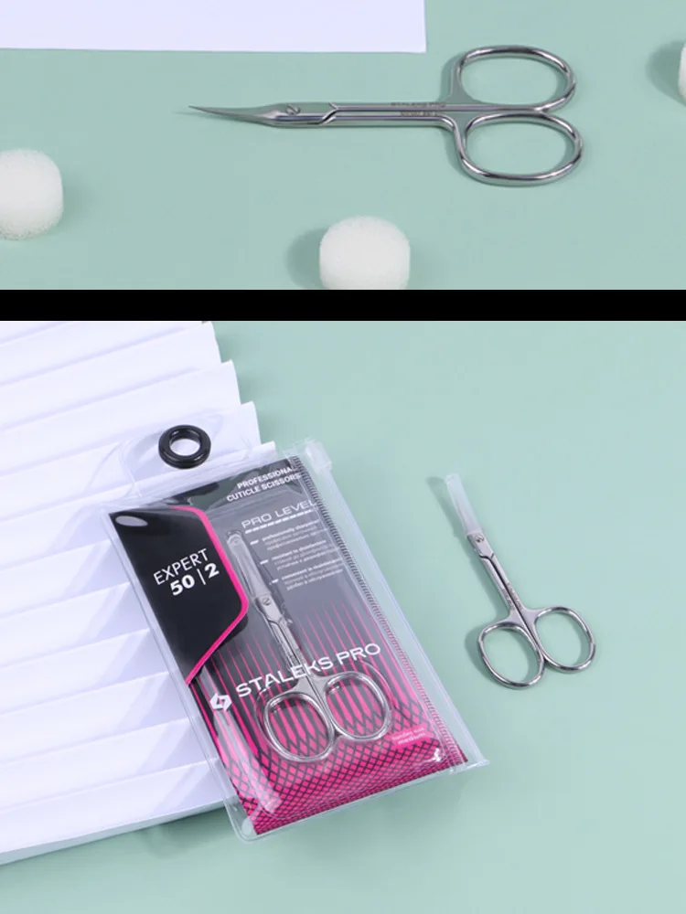 1pc STALEKS Expert 50-2 Stainless Steel Eyebrow Scissors Curve Mouth Exfoliating Hair Removal Trimmer Nail Care Tools