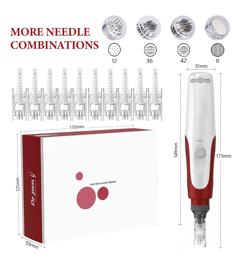 Dr.pen Ultima MYM with 12pcs Cartridge Nano Skin Care Kit 0.25mm Needle Derma Pen Skin Rejuvenation Machine
