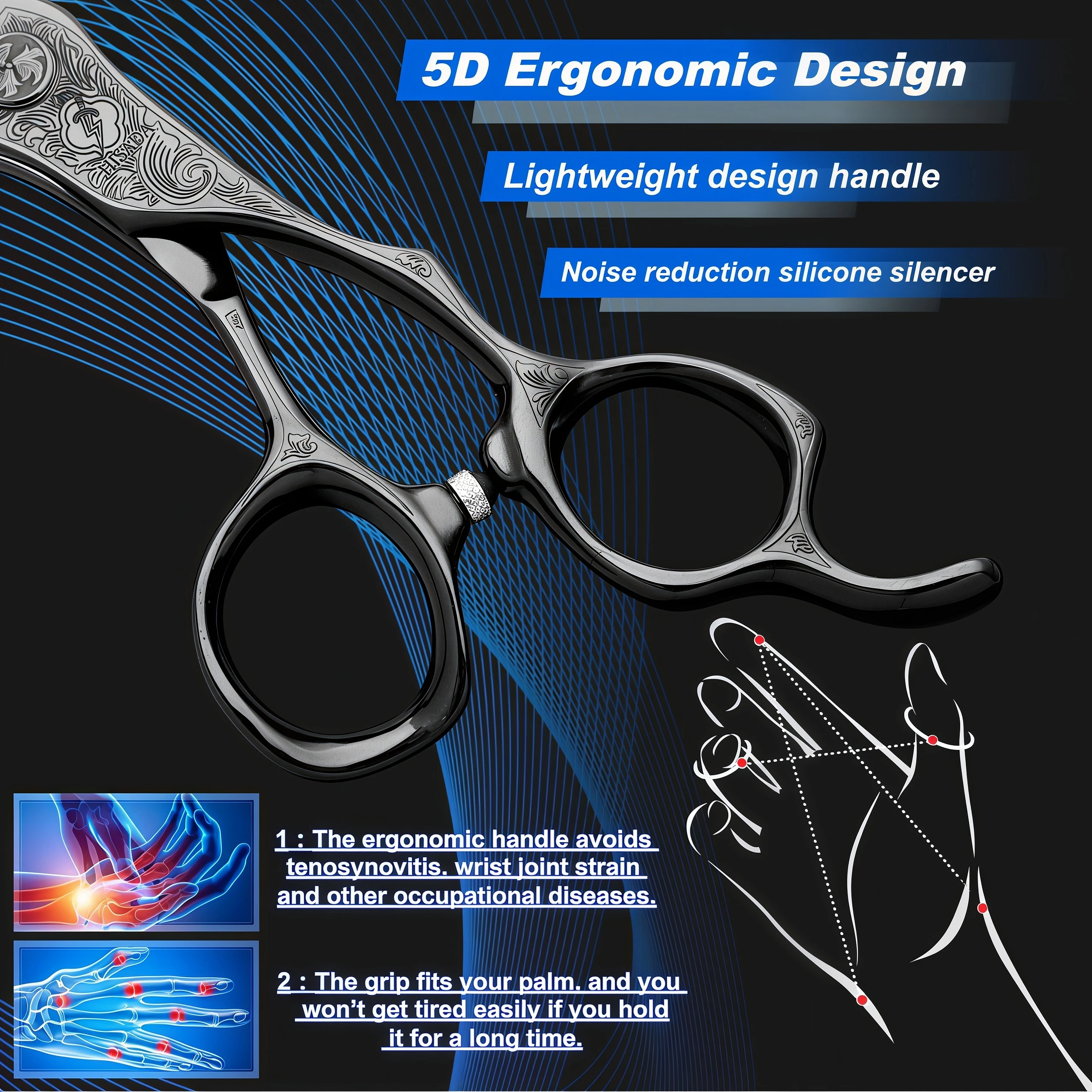 HISADA Hairdressing Scissors 6.0 Inch VG10 Steel Grade Scissors Pattern Professional Hair Salon Top Professional Scissor