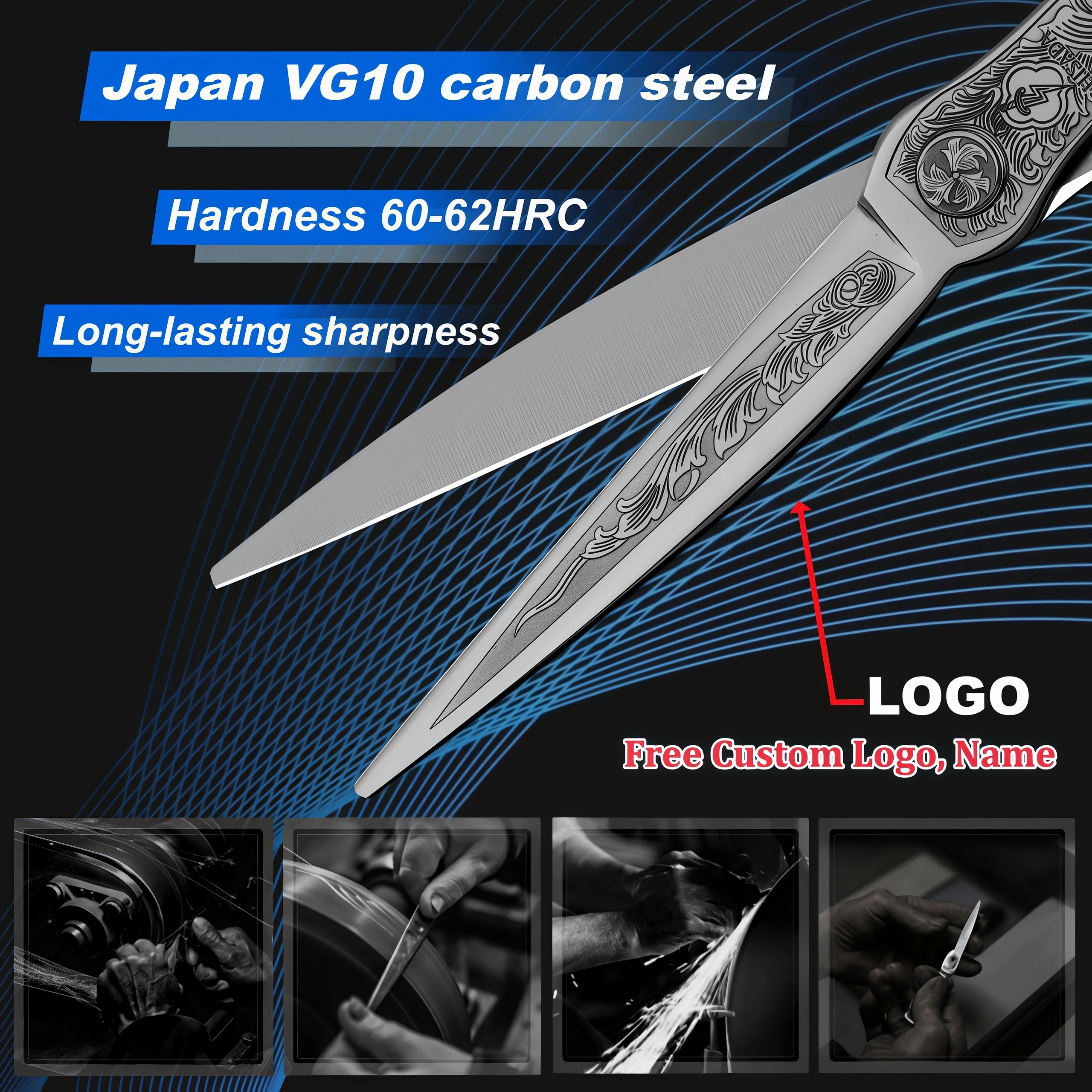 HISADA Hairdressing Scissors 6.0 Inch VG10 Steel Grade Scissors Pattern Professional Hair Salon Top Professional Scissor