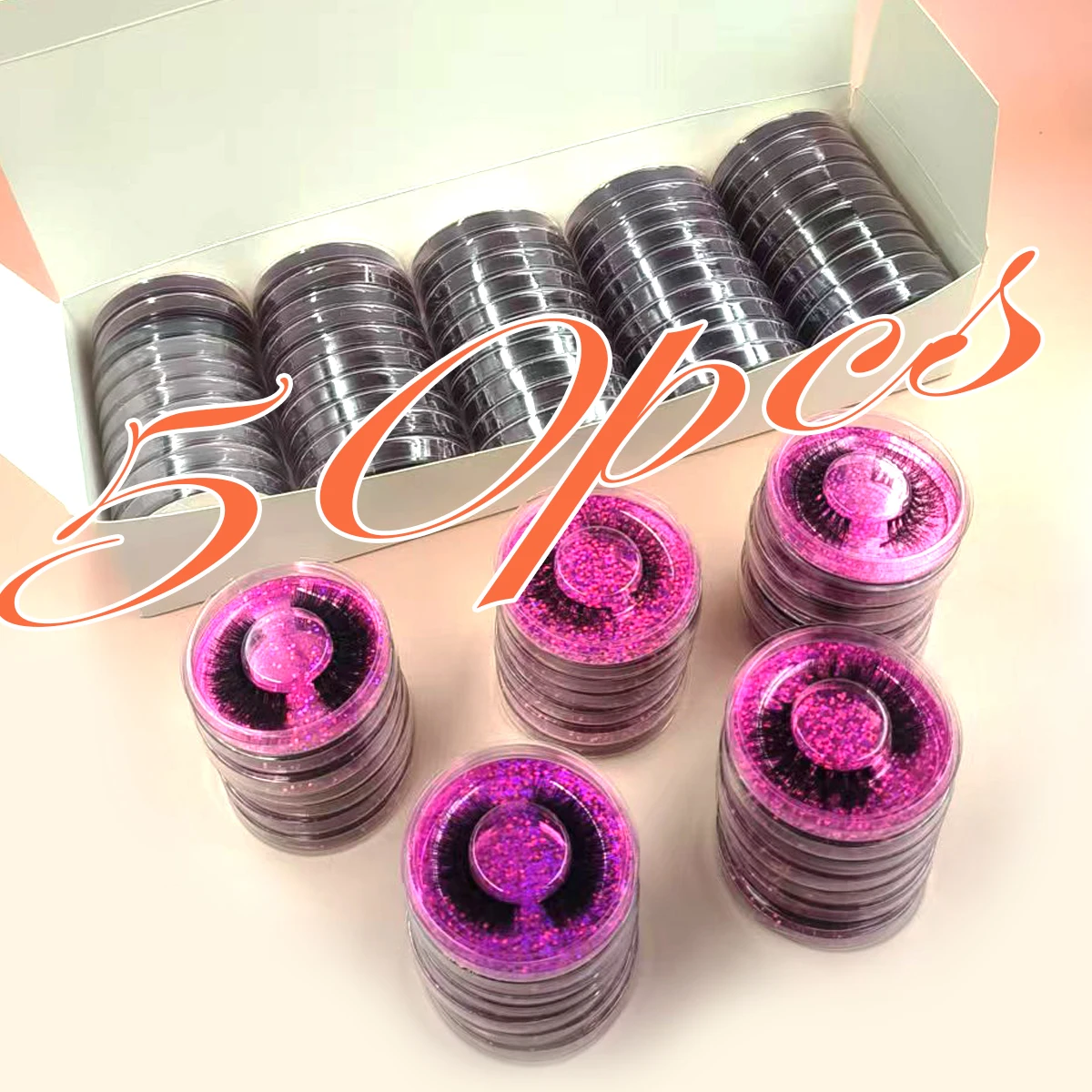 Wholesal 50Pairs Cat Eye Lashes Natural long Mixed Style Curling Fluffy Eyelashes Reusable Portable Individual Packing Faux Lash