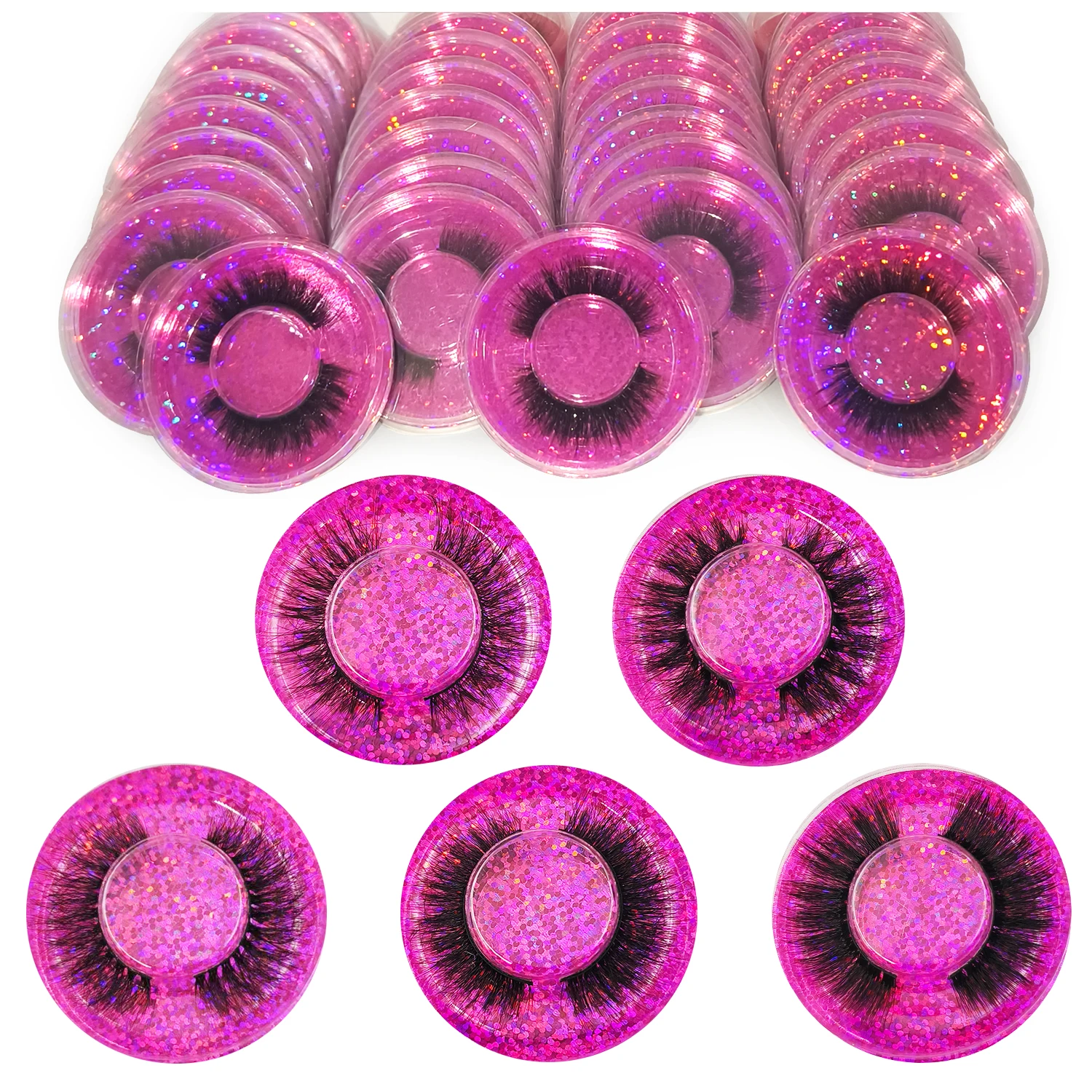 Wholesal 50Pairs Cat Eye Lashes Natural long Mixed Style Curling Fluffy Eyelashes Reusable Portable Individual Packing Faux Lash