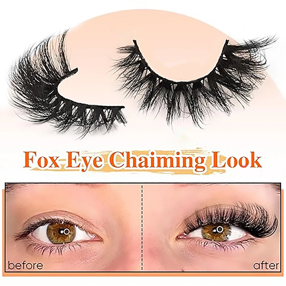 Wholesal 50Pairs Cat Eye Lashes Natural long Mixed Style Curling Fluffy Eyelashes Reusable Portable Individual Packing Faux Lash