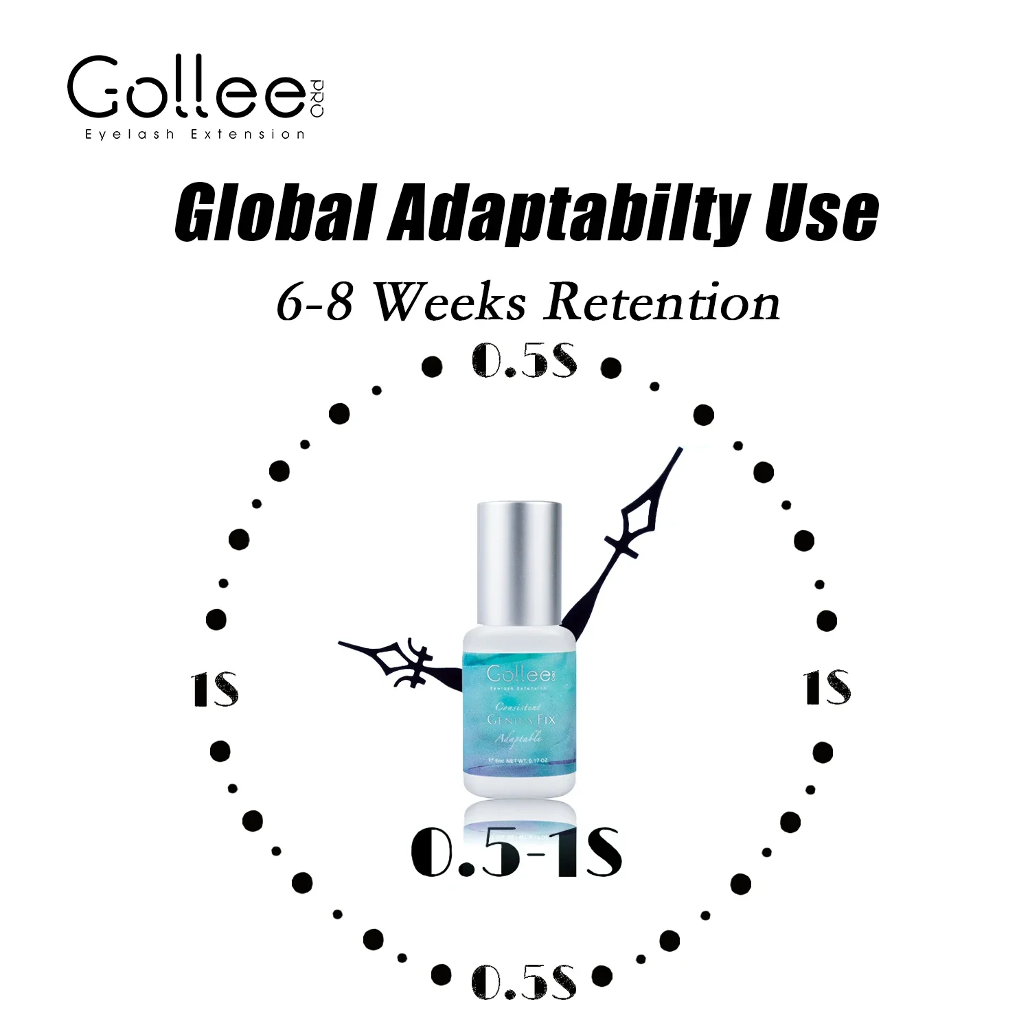 Gollee Professional Eyelash Extension Glue 0.5s Fast Dry Last 8 Weeks Medical Grade Latex-Free Low Fumes For Expert Lash Artists