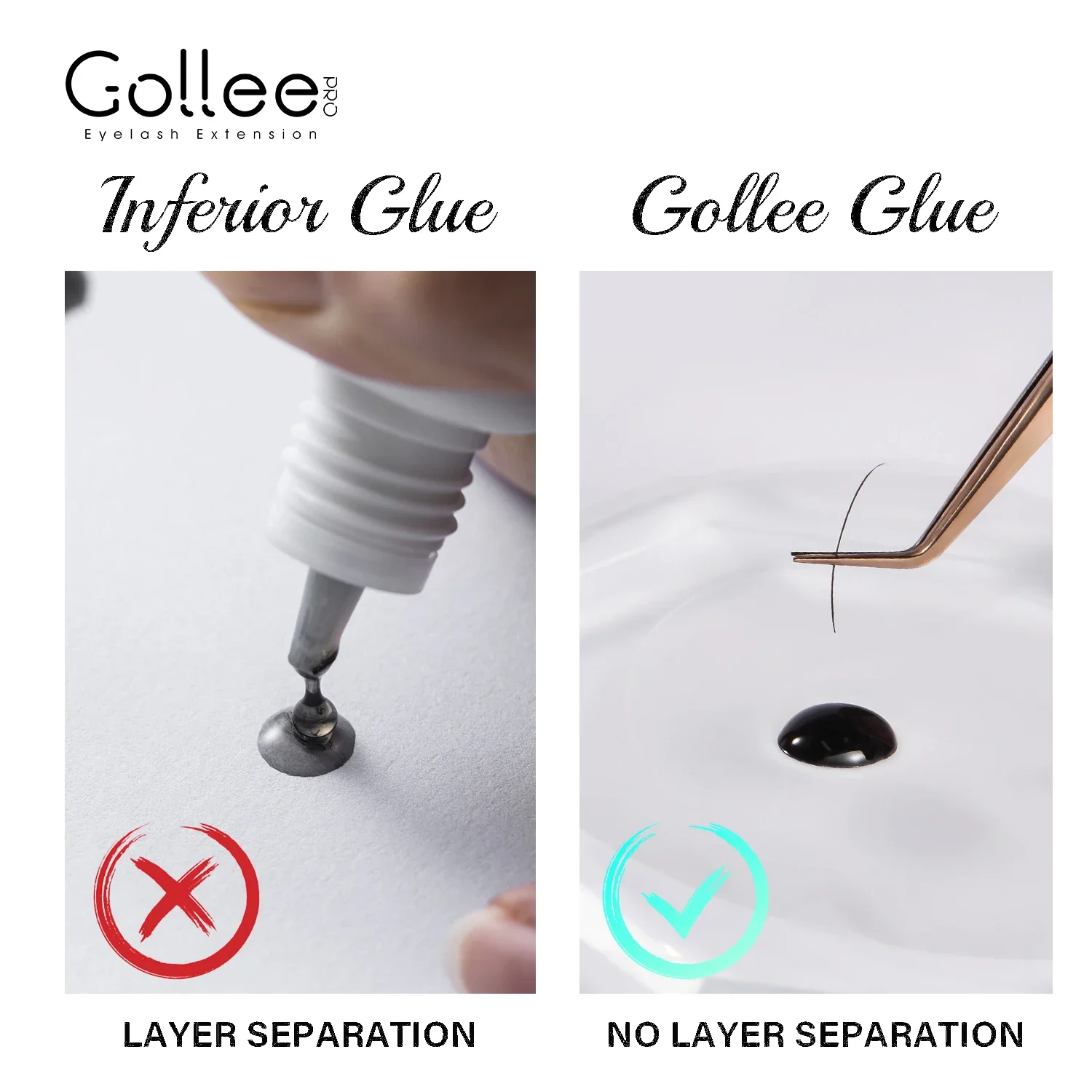 Gollee Professional Eyelash Extension Glue 0.5s Fast Dry Last 8 Weeks Medical Grade Latex-Free Low Fumes For Expert Lash Artists