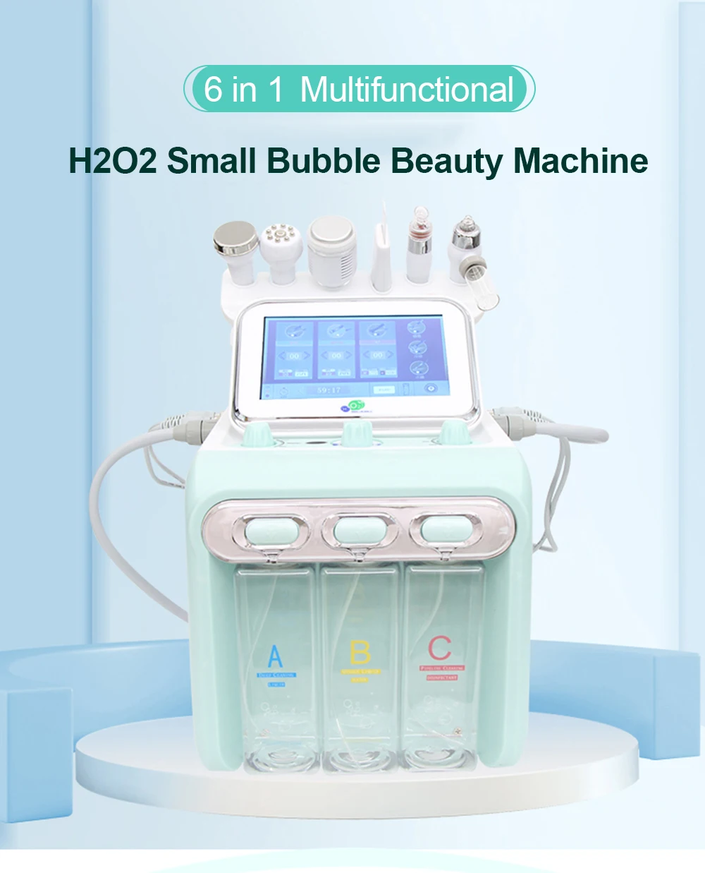 AOKO 6 in 1 Professional Beauty Facial Machine Hydra Aqua Deep Cleaning Skin Care Device H2-O2 Hydro Dermabrasion RF Bio-lifting