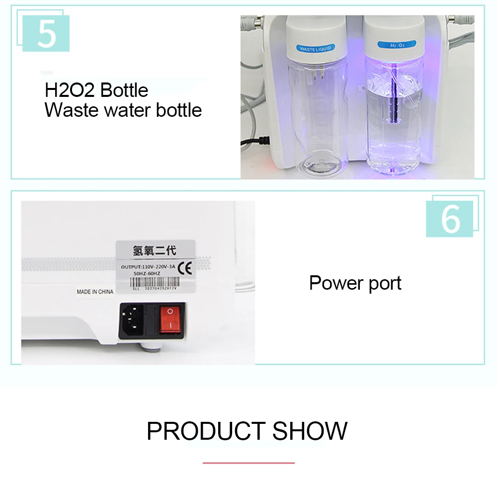 AOKO 6 in 1 Professional Beauty Facial Machine Hydra Aqua Deep Cleaning Skin Care Device H2-O2 Hydro Dermabrasion RF Bio-lifting