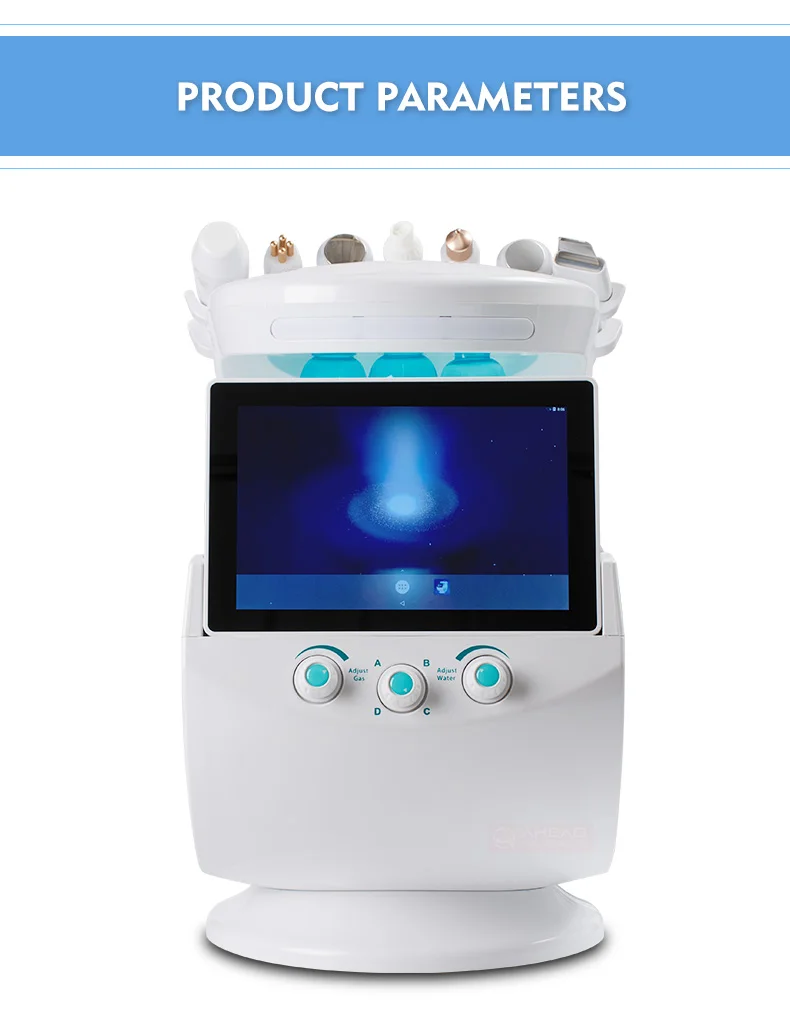 New 7 In 1 Smart Facial Cleansing Skin Analyze Deep Pore Vacuum Hydra Lift Anti-aging Beauty Machine Ice Blue