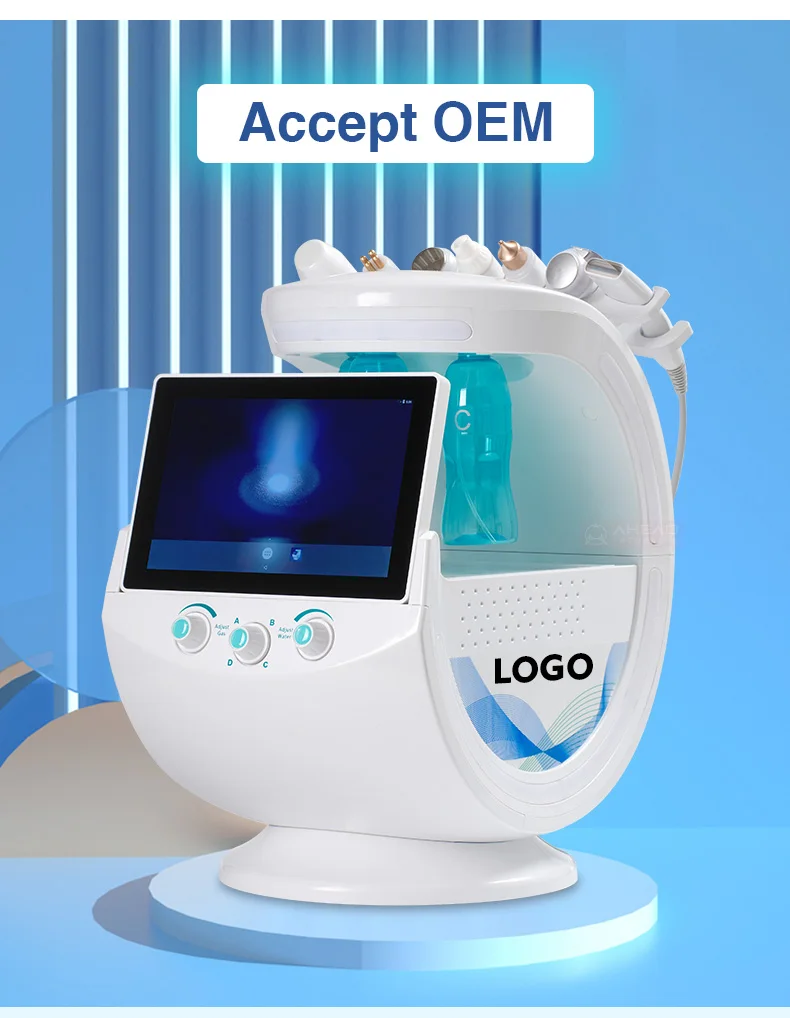 New 7 In 1 Smart Facial Cleansing Skin Analyze Deep Pore Vacuum Hydra Lift Anti-aging Beauty Machine Ice Blue