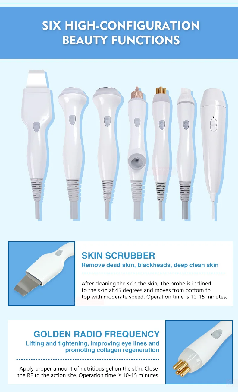 New 7 In 1 Smart Facial Cleansing Skin Analyze Deep Pore Vacuum Hydra Lift Anti-aging Beauty Machine Ice Blue