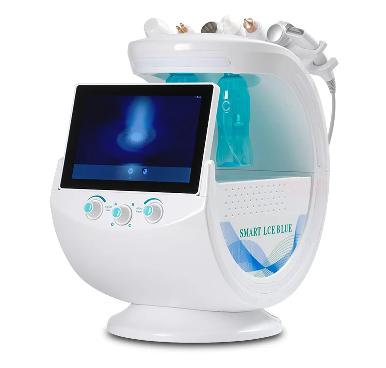 New 7 In 1 Smart Facial Cleansing Skin Analyze Deep Pore Vacuum Hydra Lift Anti-aging Beauty Machine Ice Blue