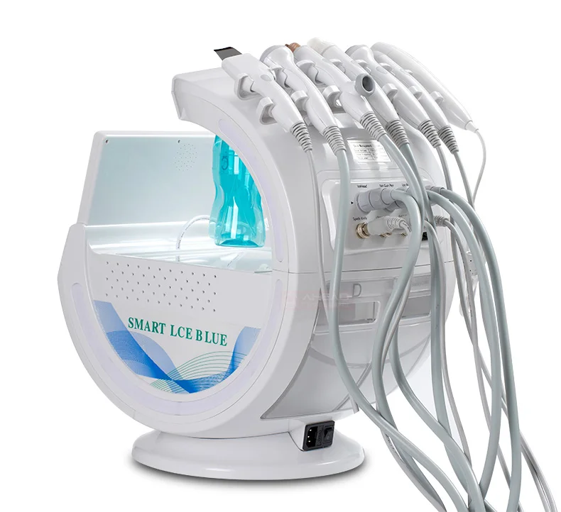 New 7 In 1 Smart Facial Cleansing Skin Analyze Deep Pore Vacuum Hydra Lift Anti-aging Beauty Machine Ice Blue