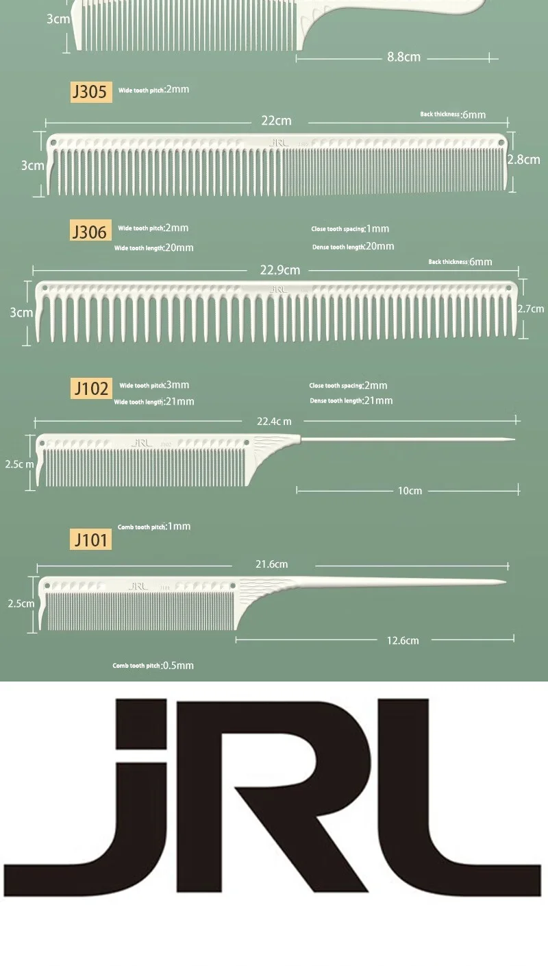 JRL Full Series Professional Hairdressing Comb Set Hairdressing Comb, Non Slip Design Hairdressing Comb,  Salon Tool Accessories