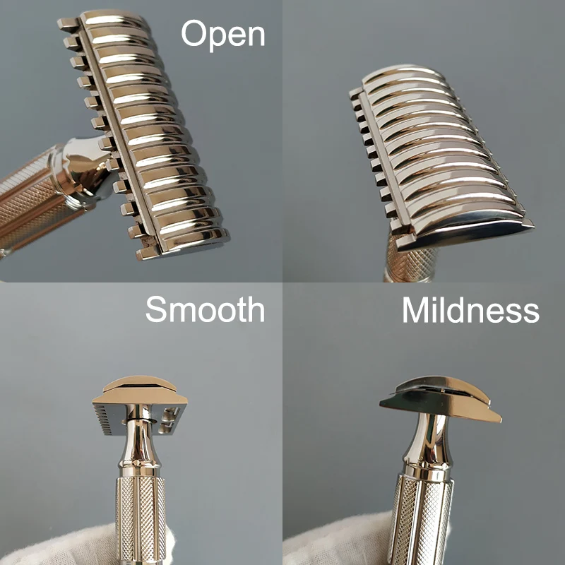 Dscosmetic X2 316L Stainless Steel Double Edge Safety Razor Cpen Comb for Man Wet Shaving